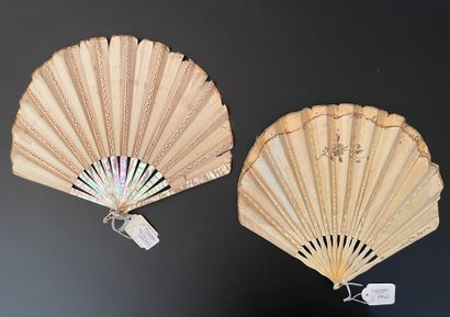 null Two fans, circa 1900-1920
Of balloon form.
*One, the paper leaf engraved and...