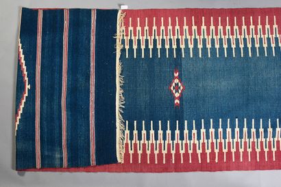 null Tapis Kilim, début du XXe siècle, galerie tissée laine et coton à décor géométrique...