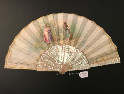 null The Encounter, ca. 1880-1890
Folded fan, the painted skin sheet of a man wearing...