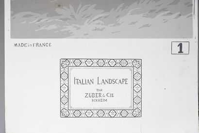 null Italian Landscape, papier peint panoramique complet en dix lés, manufacture...