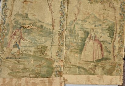 null Document d’une tenture en soie peinte, époque Louis XV, gros de Tours moiré...