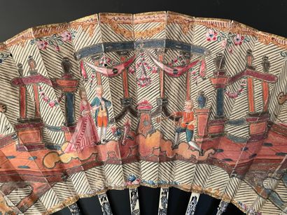 null The Bride and Groom, ca. 1770-1780
Folded fan, the double silk leaf painted...