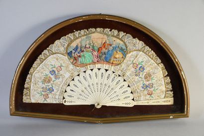 null Galant conversation, circa 1850-1860
Folded fan, the leaf in embossed paper,...