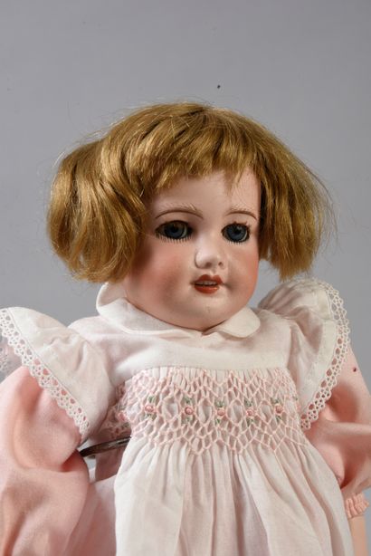 null French doll, with bisque head open mouth marked UNIS FRANCE, Size 2, blue sleeping...