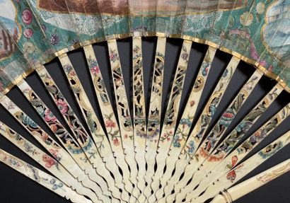 null Trompe l'oeil lace, circa 1770-1780
Folded fan, the double sheet of paper painted...