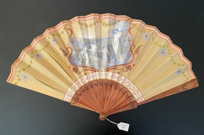 null Homage of Lovers, circa 1890
Folded fan, the beige satin sheet painted with...