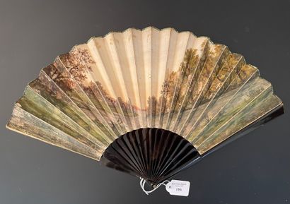 null Pondside landscape, circa 1900
Folded fan, the painted skin sheet of a large...
