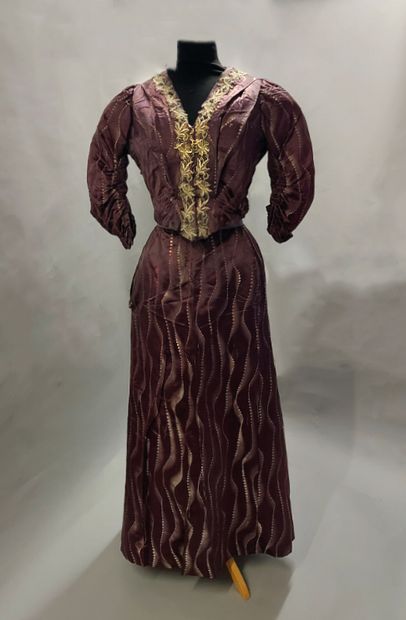 null Day dress, circa 1900, set in a beautiful silk fashioned probably Lyon with...