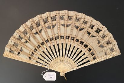 null Two fans, late 19th century *One, the leaf in gauze painted with a young woman...