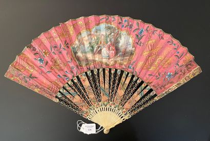 null Chinese inspiration, circa 1760
Folded fan, the double sheet in gouache paint....
