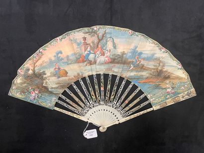 null The Young Musicians, ca. 1780
Folded fan, the skin sheet painted with gouache...
