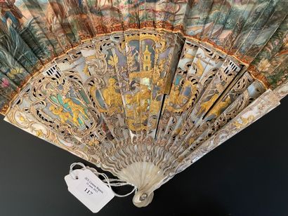 null The Sleeping Shepherdess, ca. 1750-1760
Folded fan, the skin sheet painted with...