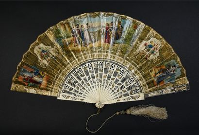 null Two fans, circa 1840-1850 *One, the double sheet of lithographed paper, enhanced...