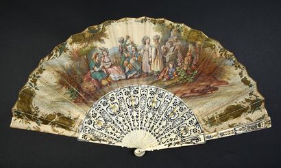 null Two fans, circa 1840-1850 *One, the double sheet of lithographed paper, enhanced...
