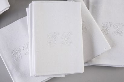 null Meeting of damask towels from four different services, late 19th and early 20th...