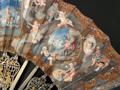 null Small portraits, circa 1760-1770
Folded fan, the paper-lined skin sheet painted...