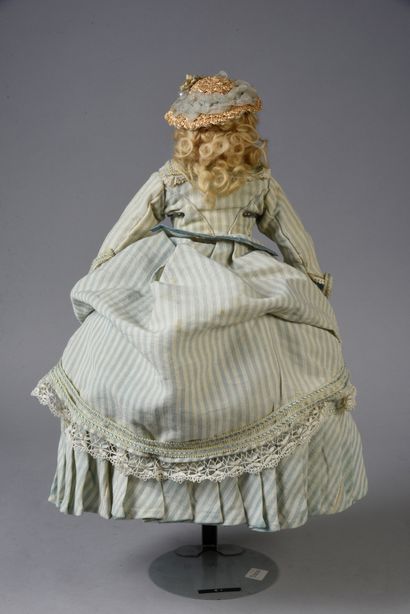 null Parisienne LEONTINE ROHMER type fashion doll, with porcelain head and bust,...