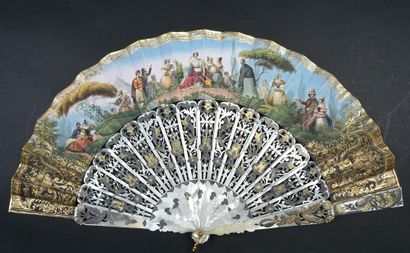 null The Muse and the Artists, circa 1850
Folded fan, the double sheet in lithographed...