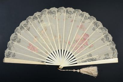 null The Woman with Poppies, circa 1901
Folded fan, the cream silk sheet painted...