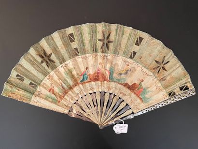 null The choice of love, circa 1790-1800
Folded fan, the silk sheet painted in frieze...