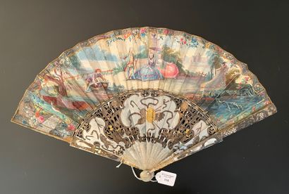 null Snacking in the Garden, ca. 1750-1760
Folded fan, painted skin leaf of two young...