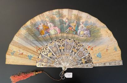 null The Caught Birds, ca. 1850-1860
Folded fan, the gouache-painted paper sheet...