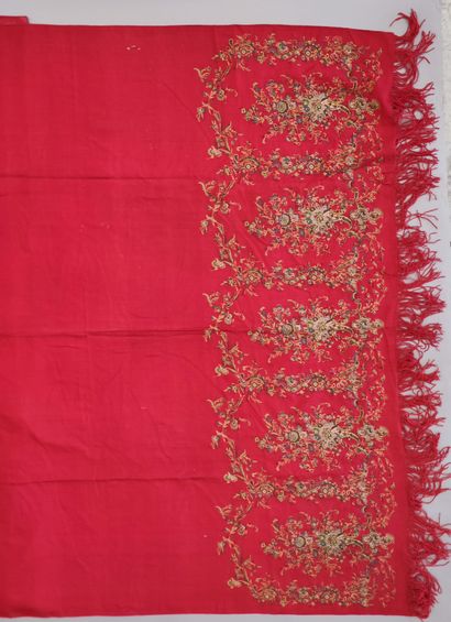 null Two long cashmere shawls, 19th century, document of a Restoration shawl with...