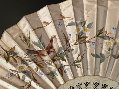 null Daisies and forget-me-nots, circa 1880-1890
Folded fan, the cream satin leaf...