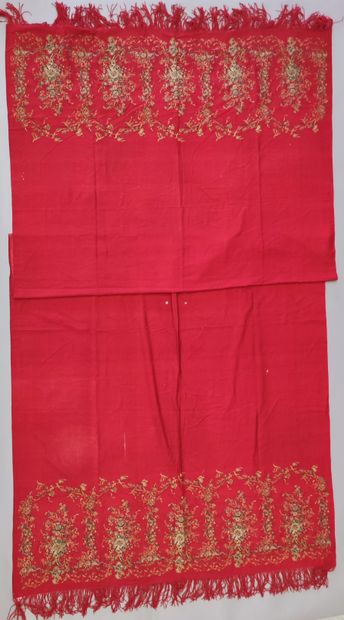 null Two long cashmere shawls, 19th century, document of a Restoration shawl with...