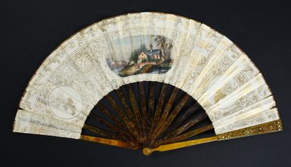 null Spanish dance, circa 1830
Folded fan, the double sheet of lithographed, embossed...