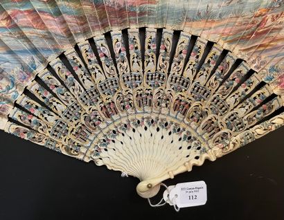 null Pagodas and Chinese, circa 1760
Folded fan, the skin sheet, lined with paper,...