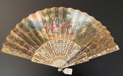 null Country pleasures, circa 1860-1870
Folded fan, the sheet painted with gouache...