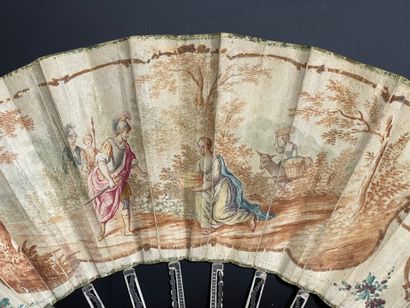 null Abigaël et David, vers 1770-1780
Éventail plié, la feuille en vélin peint à...