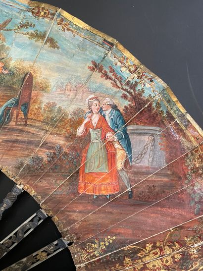 null The Concert in the Garden, ca. 1770-1780
Folded fan, the painted skin leaf of...