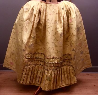 null Jupon d’une robe à la française en soie peinte, Chine pour l’Europe, vers 1770,...
