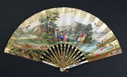 null Shepherd musician, circa 1820
Folded fan, the double sheet of paper engraved...