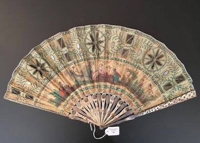 null The choice of love, circa 1790-1800
Folded fan, the silk sheet painted in frieze...