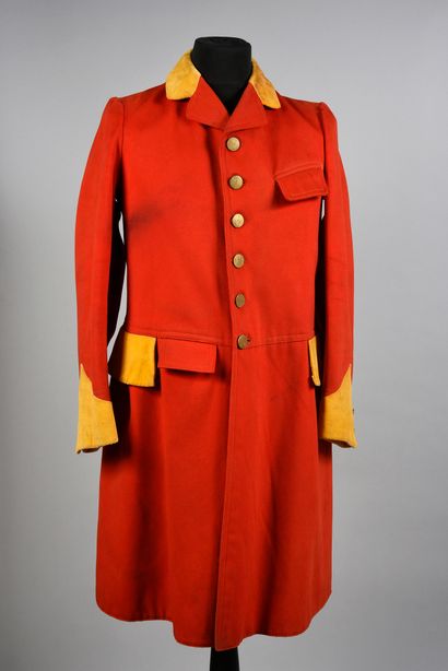 Dress of venery red with orange facings,...