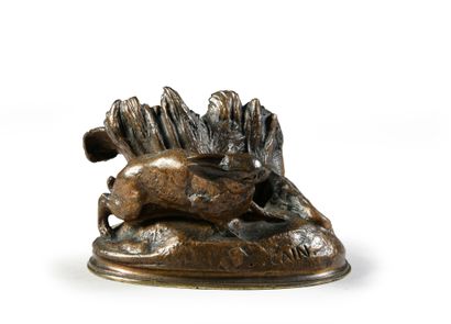 Auguste Nicolas CAIN (1821 - 1894) Pyrogen with Rabbit.
Bronze with brown patina.
Small...