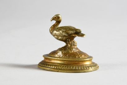 null lot of three miniature bronzes:
Rooster on a basket, duck, goose.
H.: from 4...