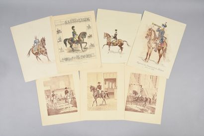 Ensemble de 7 gravures sur le thème de l'équitation....
