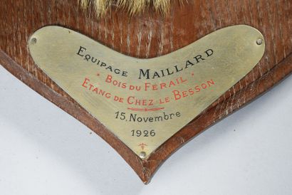 null Stag head, fourth head, bearing a plaque: Équipage Maillard (Rallye Charente,...
