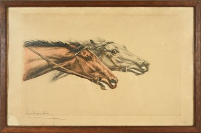 Léon DANCHIN (1887-1938) L'arrivée N° 2
Lithograph in color
Signed in pencil at the...