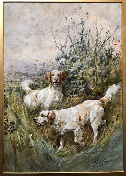 Charles Olivier de Penne (1831-1897) Two English Setter
Watercolor, signed lower...