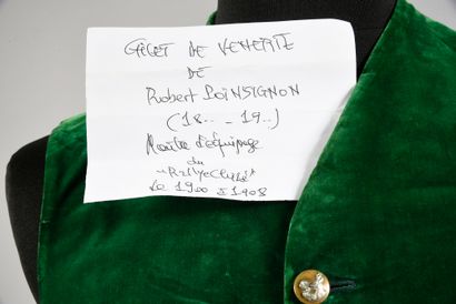 null Gilet de vénerie vert, rallye Chizé (1883-1908), 6 boutons. Avec une étiquette...