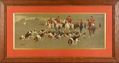 K. WAGNER vers 1900 The departure for the hunt and the Hallali of the boar.
Pair...