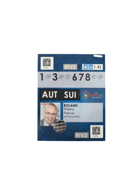 null Thierry Roland. Accreditation for the European Championship 2008 in Austria...