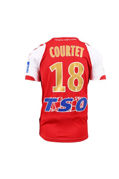 null Gaëtan Courtet. Striker. Stade de Reims jersey #18 worn against Paris Saint-Germain...