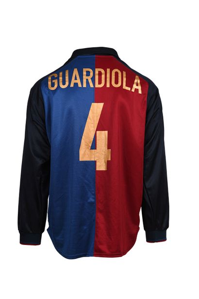 null Pep Guardiola. Midfielder. FC Barcelona jersey for the 1999-2000 season of the...