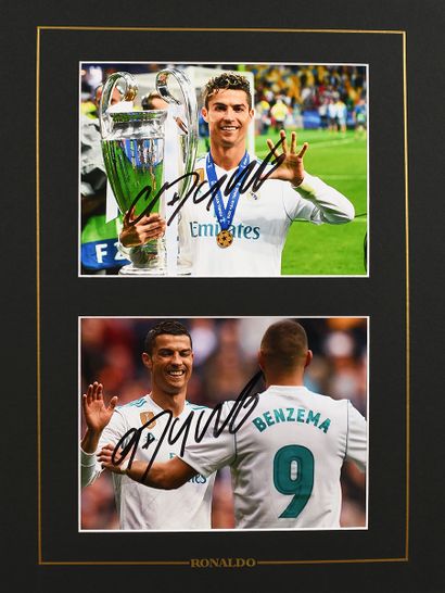 null Cristiano Ronaldo. Ensemble de 2 photos autographiées par le joueur aux 5 ballons...